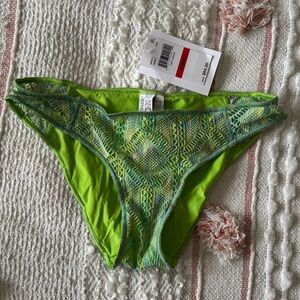 New Becca by Rebecca Virtue Kiwi Mosaic Adela Crochet Hipster Bikini Bottoms XS